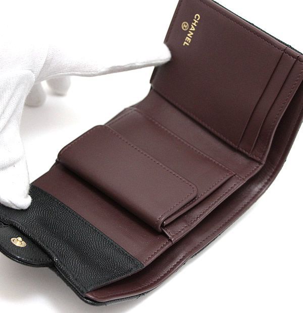 極美品 シャネル CHANEL 三つ折り財布 コンパクトウォレット
