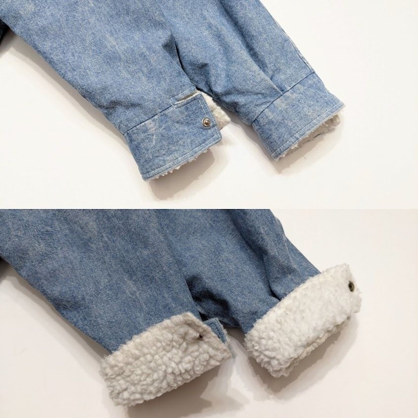 90s ANDY JOHNS アンディジョーンズ フード デニム コート ボア
