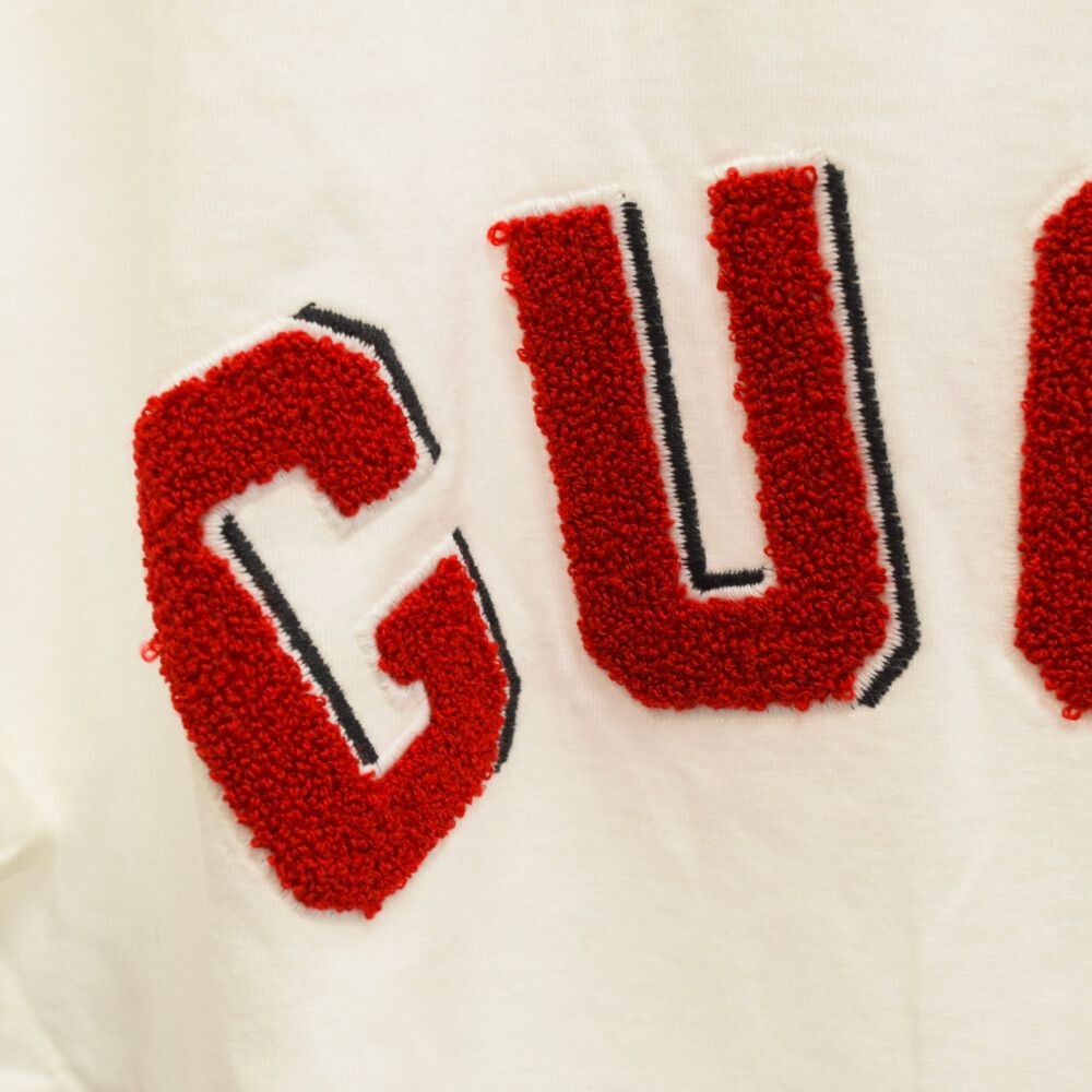 GUCCI (グッチ) ロゴ刺繍 Tシャツ カットソー 半袖 ホワイト GUCCI (グッチ) ロゴ刺繍 Tシャツ カットソー 半袖 ホワイト