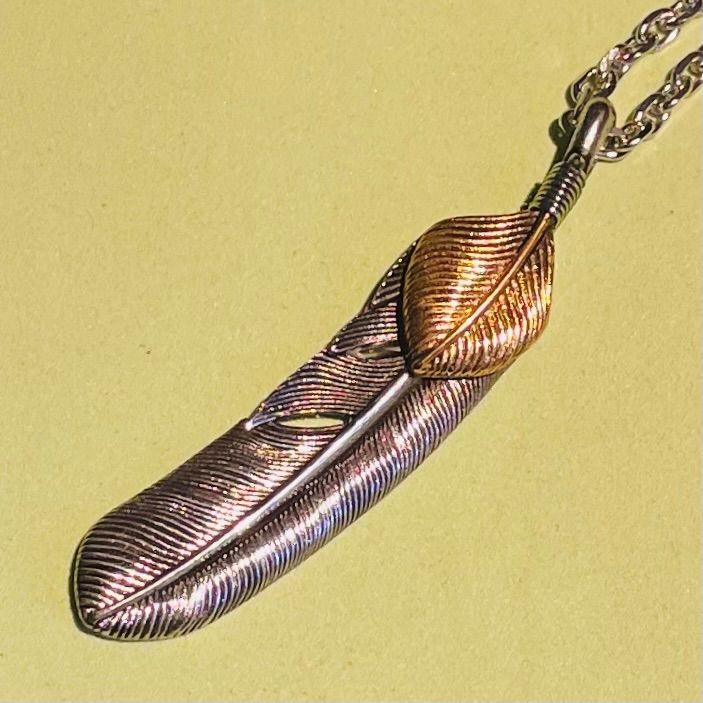 特大金爪＆上金ハートフェザーネックレス【イーグルフック&ホイール付