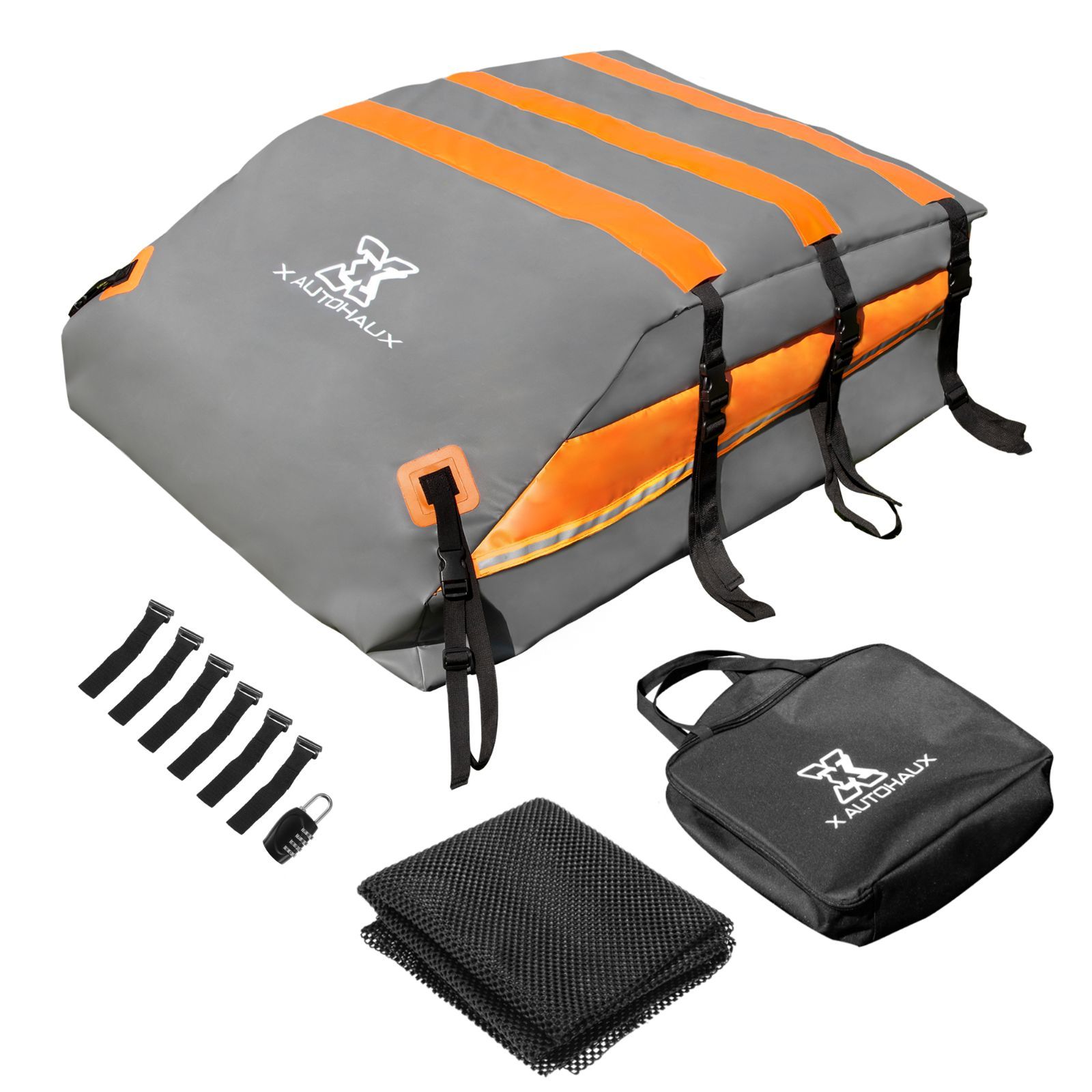 uxcell 1セット15立方フィートの車のルーフバッグ屋根上カーゴキャリアバッグ 防水ラゲッジキャリア 車両にラ ックがあるかないかに関係なく アンチスリップマット 6ドアフック付き