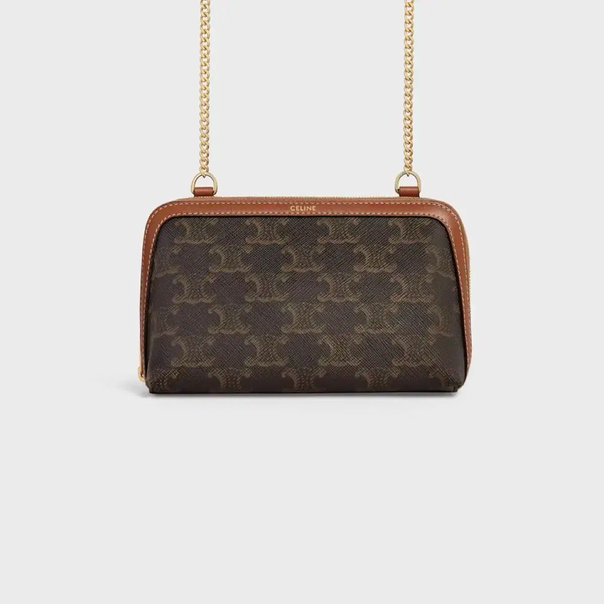Celine セリーヌ キュイル トリオンフ チェーン クラッチ ー キャンバス ＆ ラムスキン