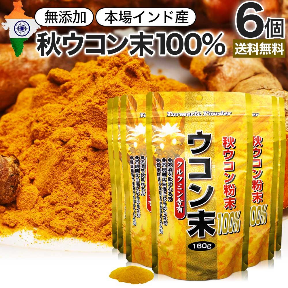 ウコン末 160g*6個 約53-80日分 送料無料 宅配便 | ウコン うこん 秋ウコン 秋 ウコン粉末 うこん粉末 粉末ウコン 秋ウコン粉末 クルクミン ターメリック ターメリックパウダー 食品 粉末 パウダー 顆粒 粉 100% 無添加