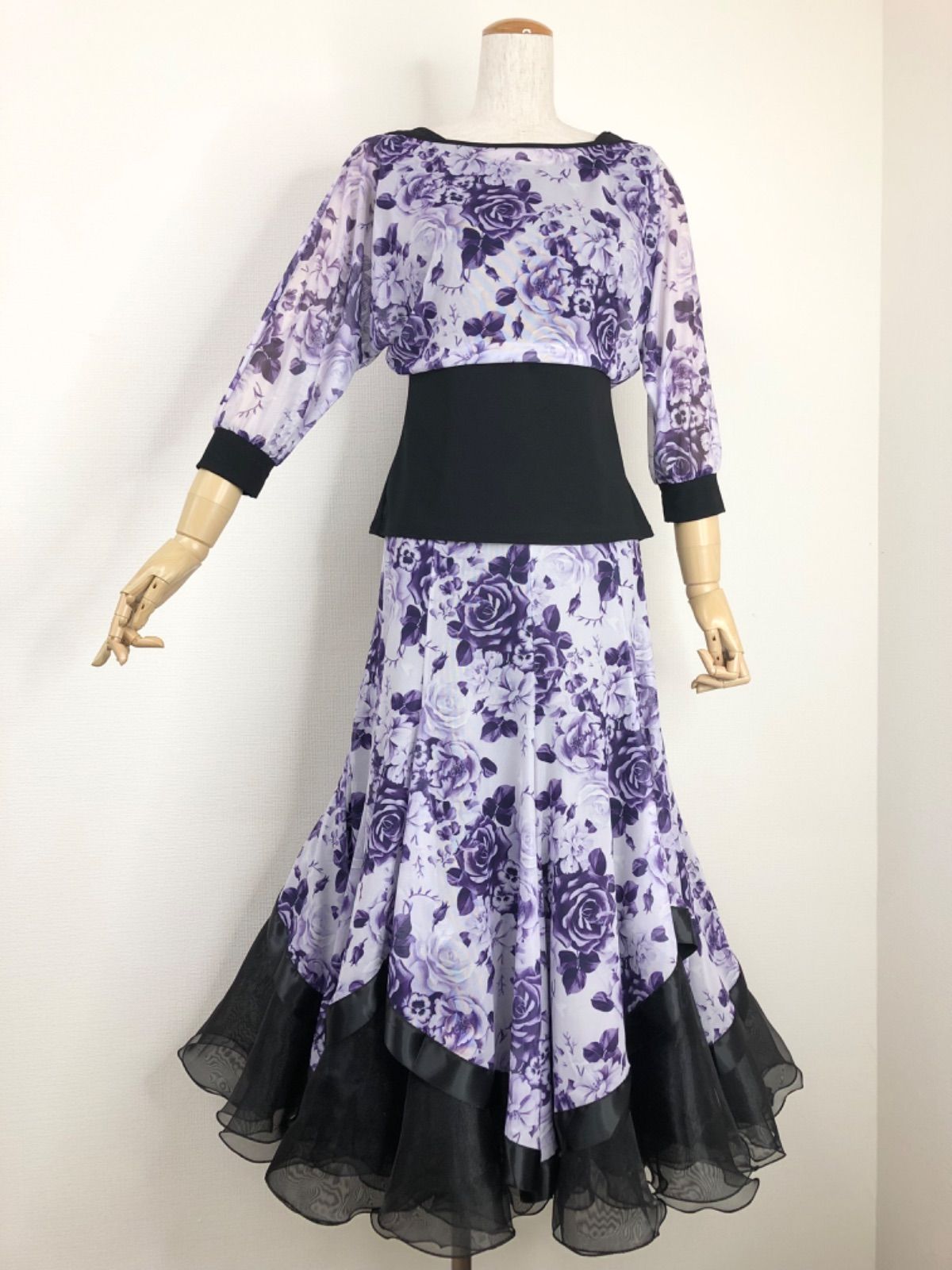 新品》社交ダンス ウエストポイント オーガンジー セットアップ