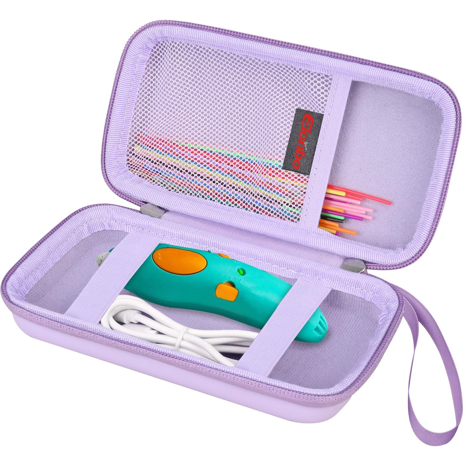 Elonbo キャリーケース 3Doodler Start Essentials 2025 用 3Dペンセット 子供用 3Dプリントペン トラベルストレージオーガナイザーホルダー 追加のメッシュポケット プラスチックフィラメント 充電器 パ パープル
