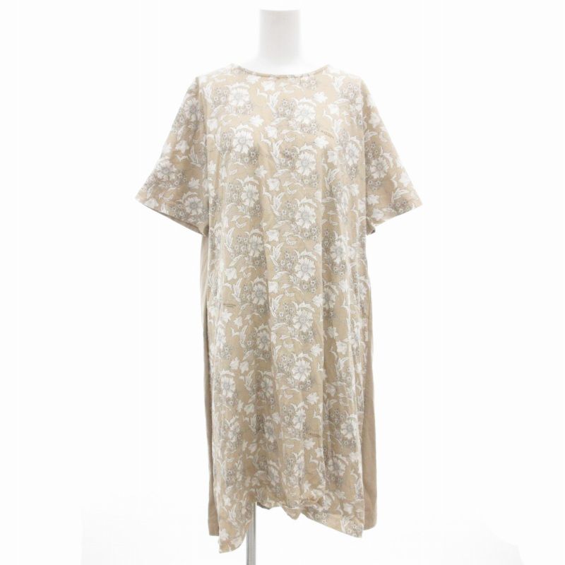 マッキントッシュ ロンドン MACKINTOSH LONDON バイブリーフラワーロングTシャツ 半袖 ドルマンスリーブ 38 ベージュ |GV