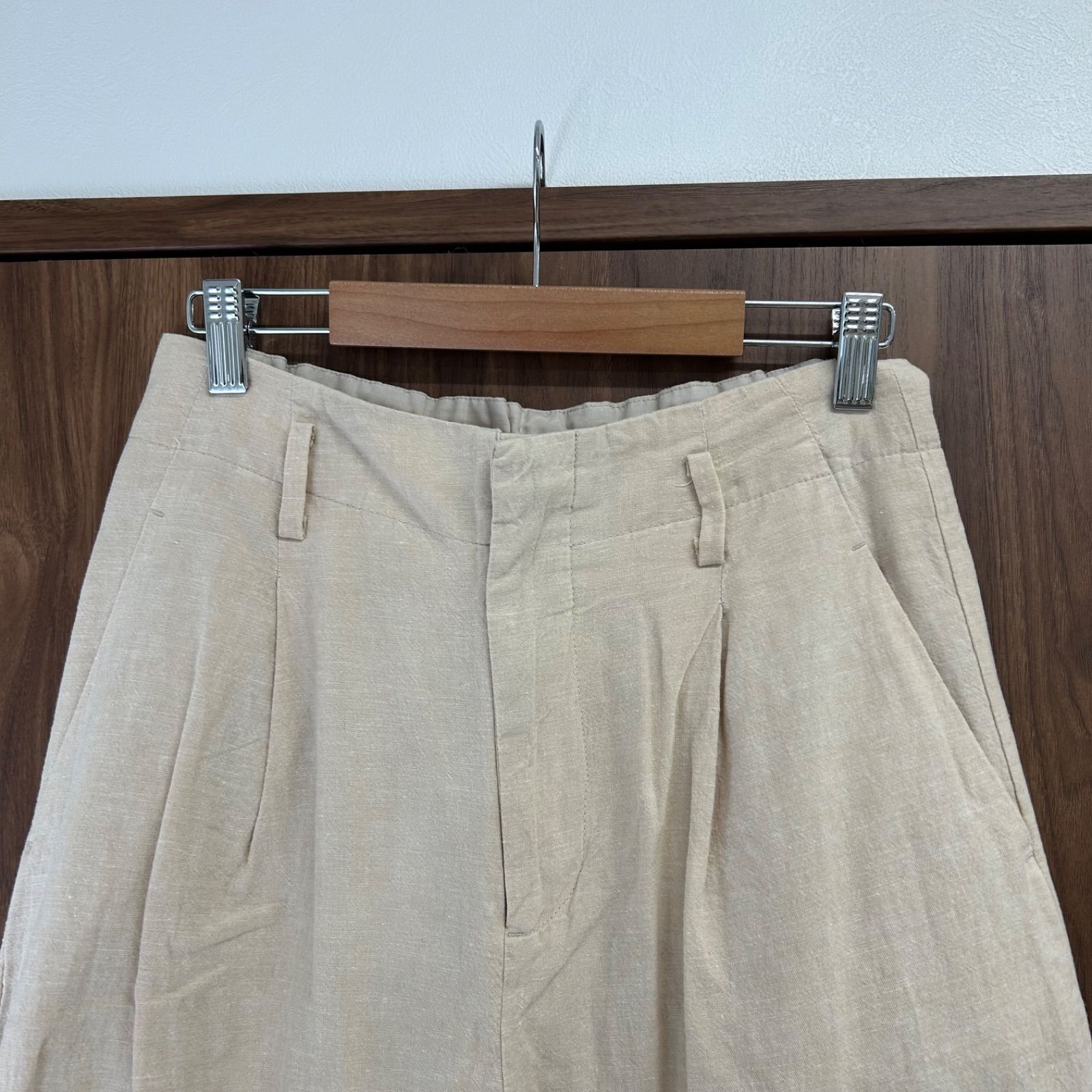 UNIQLO ユニクロ レディース ワイドリネンパンツ（ベージュ）M