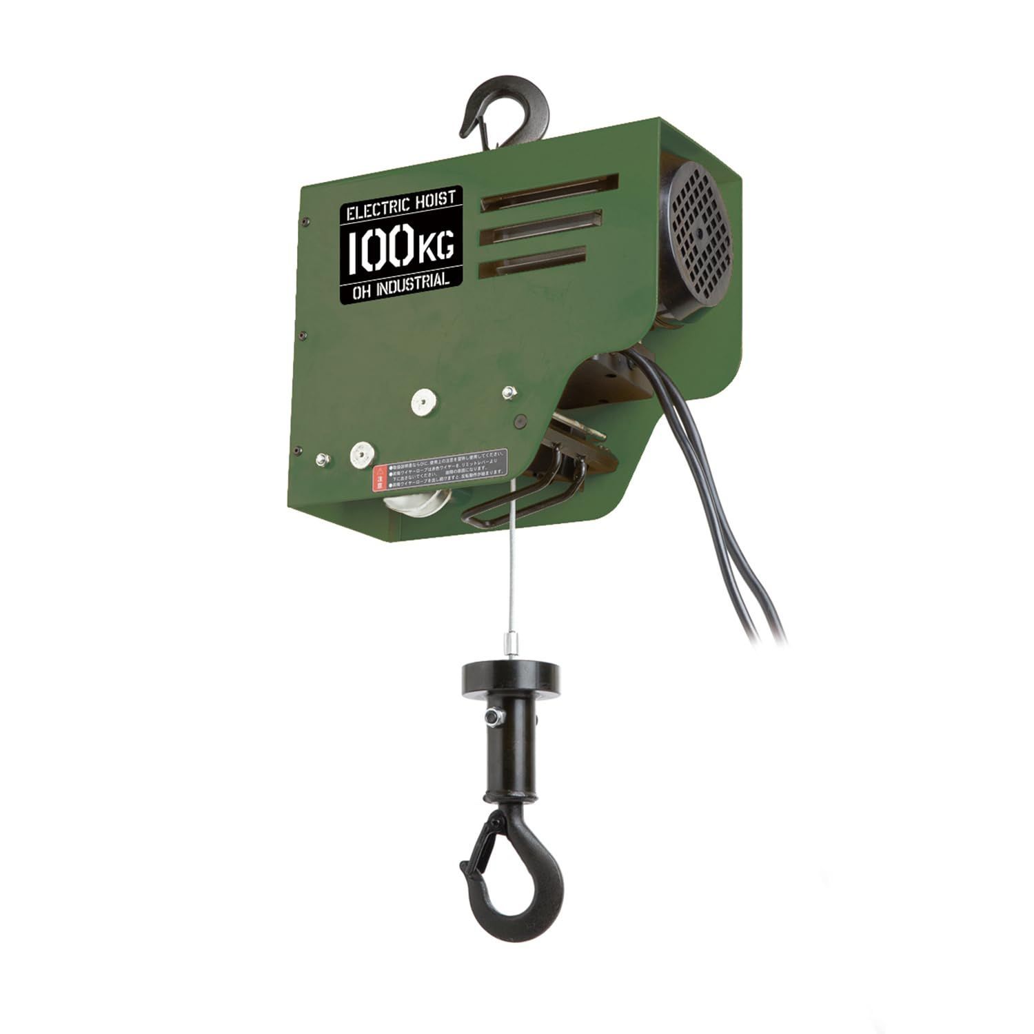 Color:グリーン_Style:定格荷重100kg オーエッチ工業 電動ワイヤーホイスト 定格荷重100kg 揚程10m DWH-100A