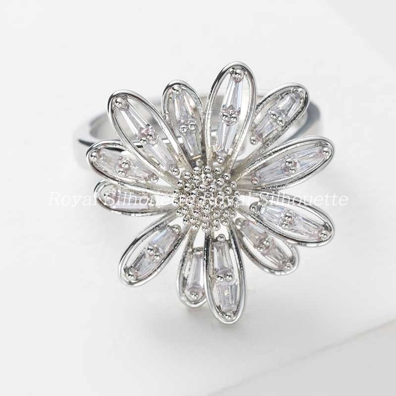 リング 指輪 シルバーカラー 花 フラワー キラキラ アクセサリー