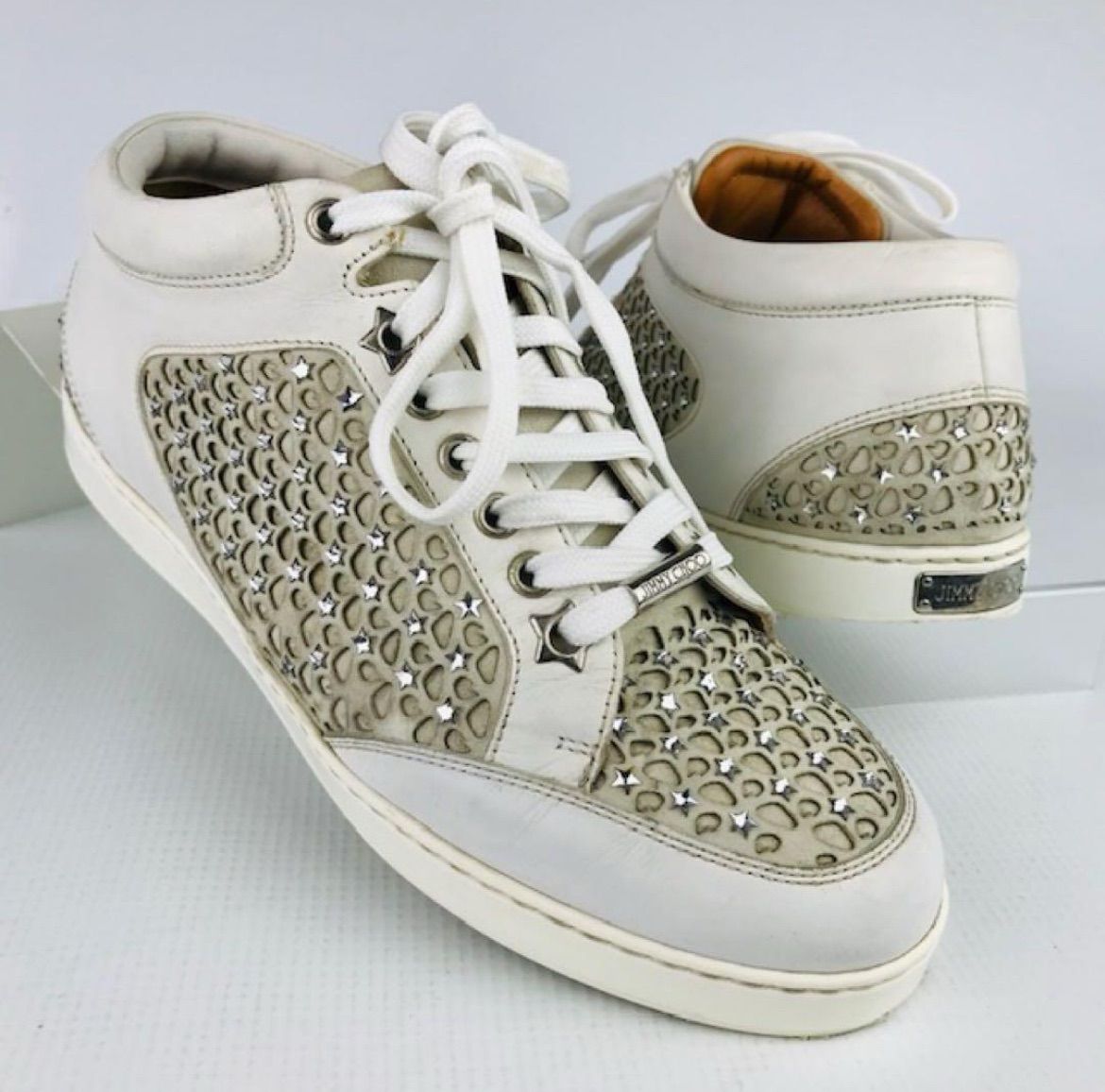 JIMMY CHOO☆ジミーチュウ・レディース レザー切替し スター JIMMY CHOO☆ジミーチュウ・レディース レザー切替し スター