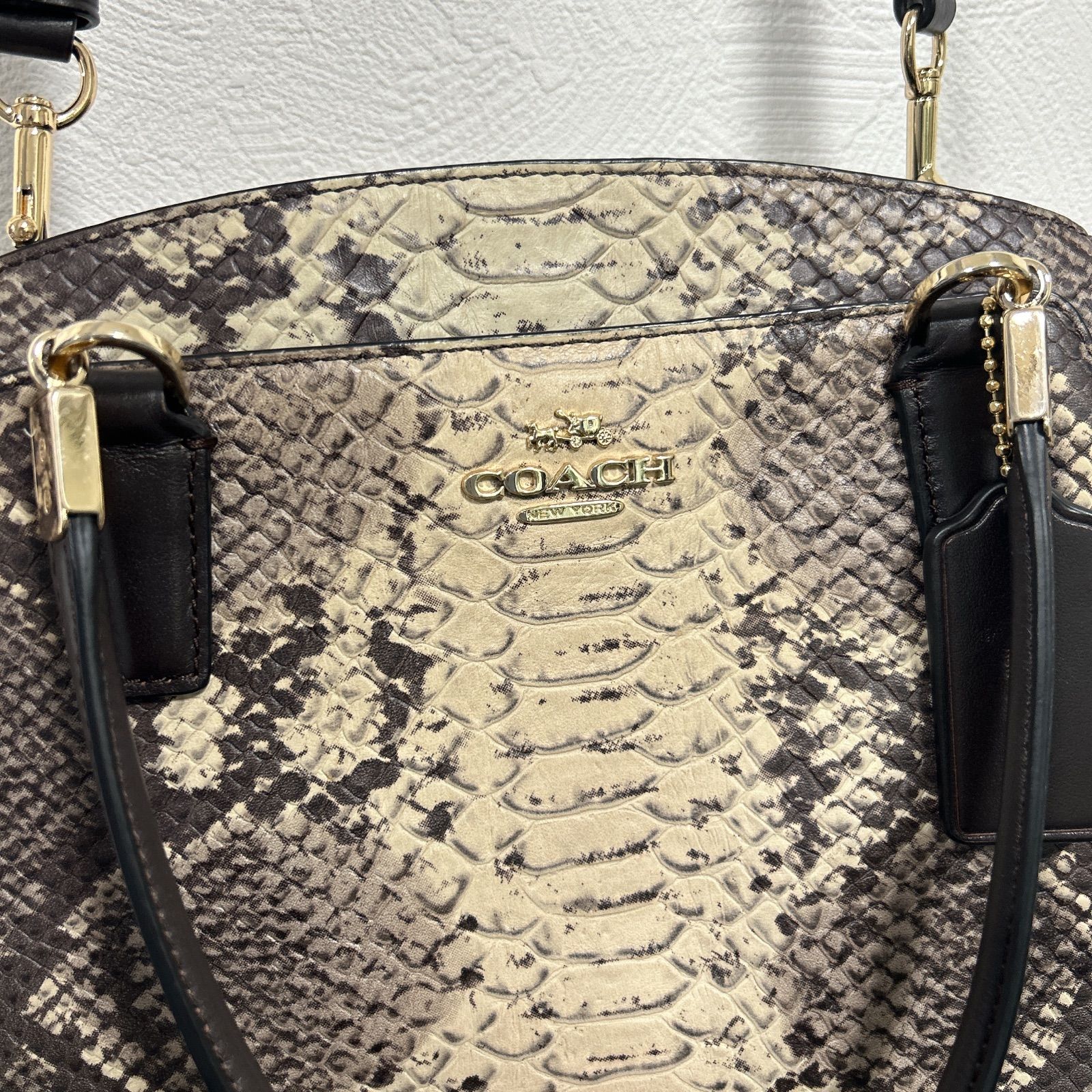 コーチ 2way ショルダーバッグ シグネチャー パイソン柄 キャンバス ☆美品☆ COACH コーチ 2way ショルダーバッグ 蛇柄 パイソン