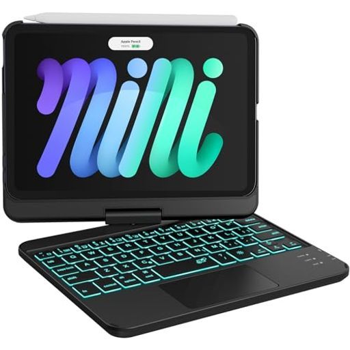 Eartoforipadmini6|7キーボード付きケース 第6|7世代8.3インチ対応 充電式ipadminiキーボードケースipad用保護ケースbluetoothキーボード付きケース持ち運びオートスリープ機能