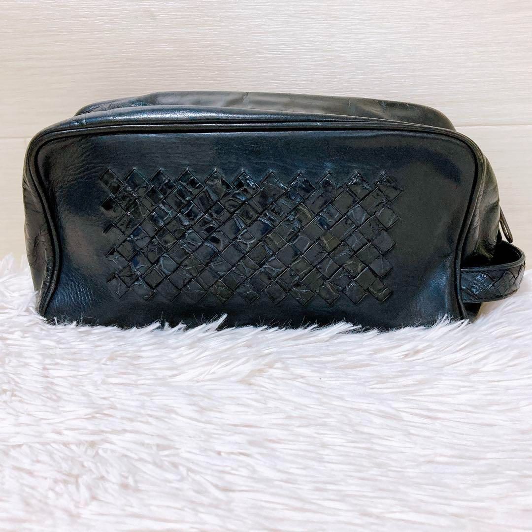 6 ボッテガヴェネタ イントレチャート クロコダイル セカンドバッグ