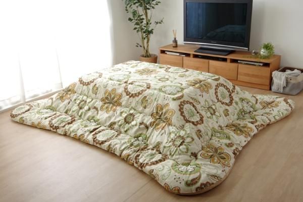 【新品・5営業日で発送】イケヒコ・コーポレーション こたつ布団 正方形大 国産 花柄 掛け単品 ブラウン 約205×285cm