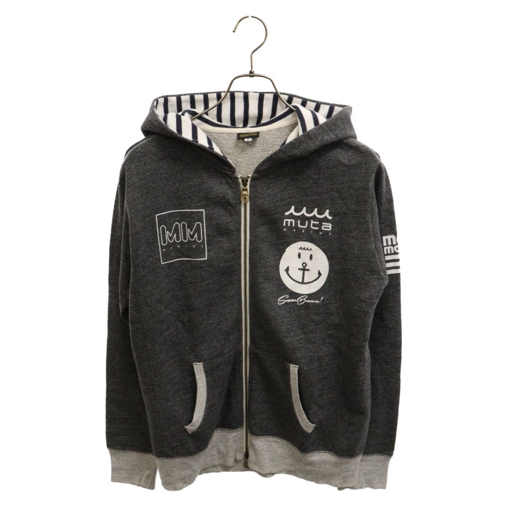 muta (ムータ) ロゴプリントフルジップスウェットパーカー グレー