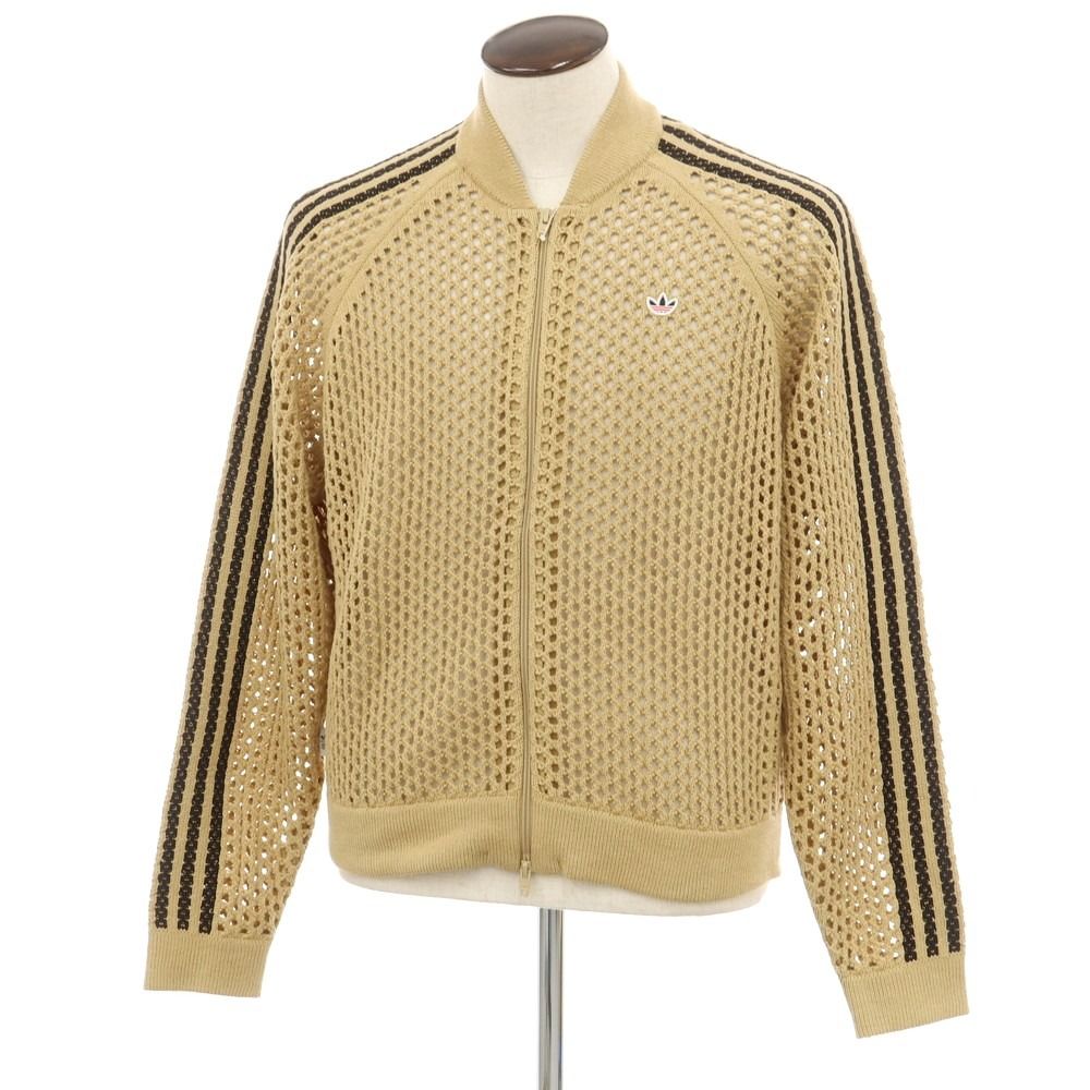 【中古】クロット CLOT × adidas 2024年春夏 コットンアクリル ジップアップ ジャケット カーディガン ベージュ【サイズXL】【メンズ】