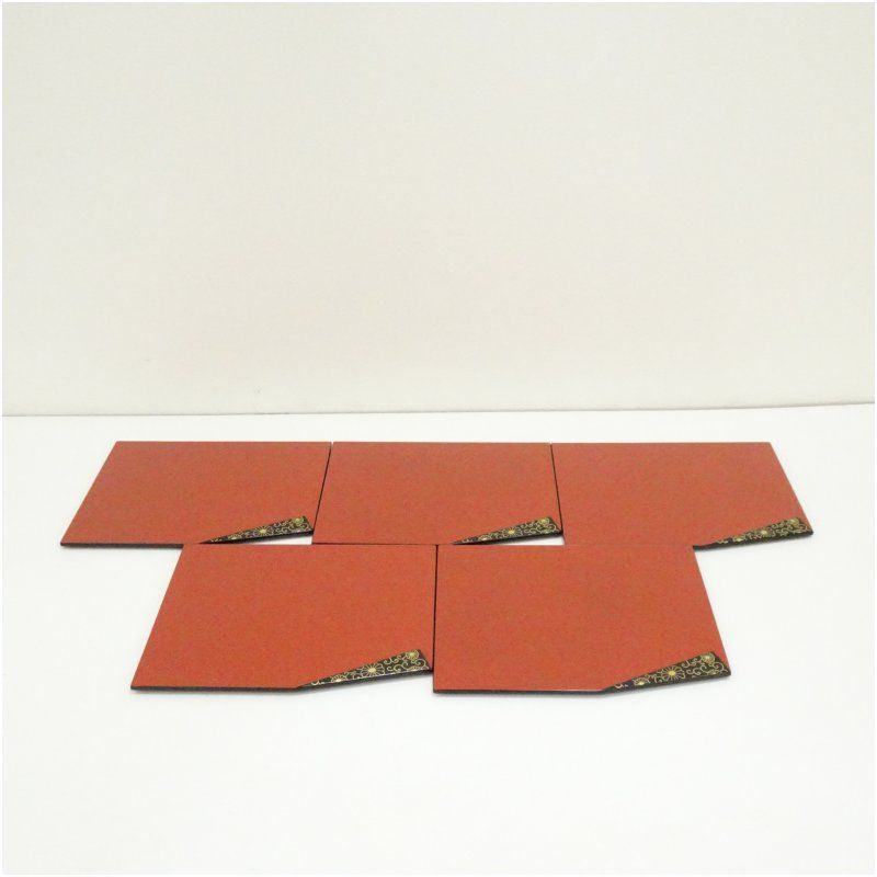 輪島塗 唐草蒔絵 折敷盆5客 共箱 和食器 食器 おしゃれ 骨董 トレイ トレー レトロ アンティーク 和風 和食 カフェ