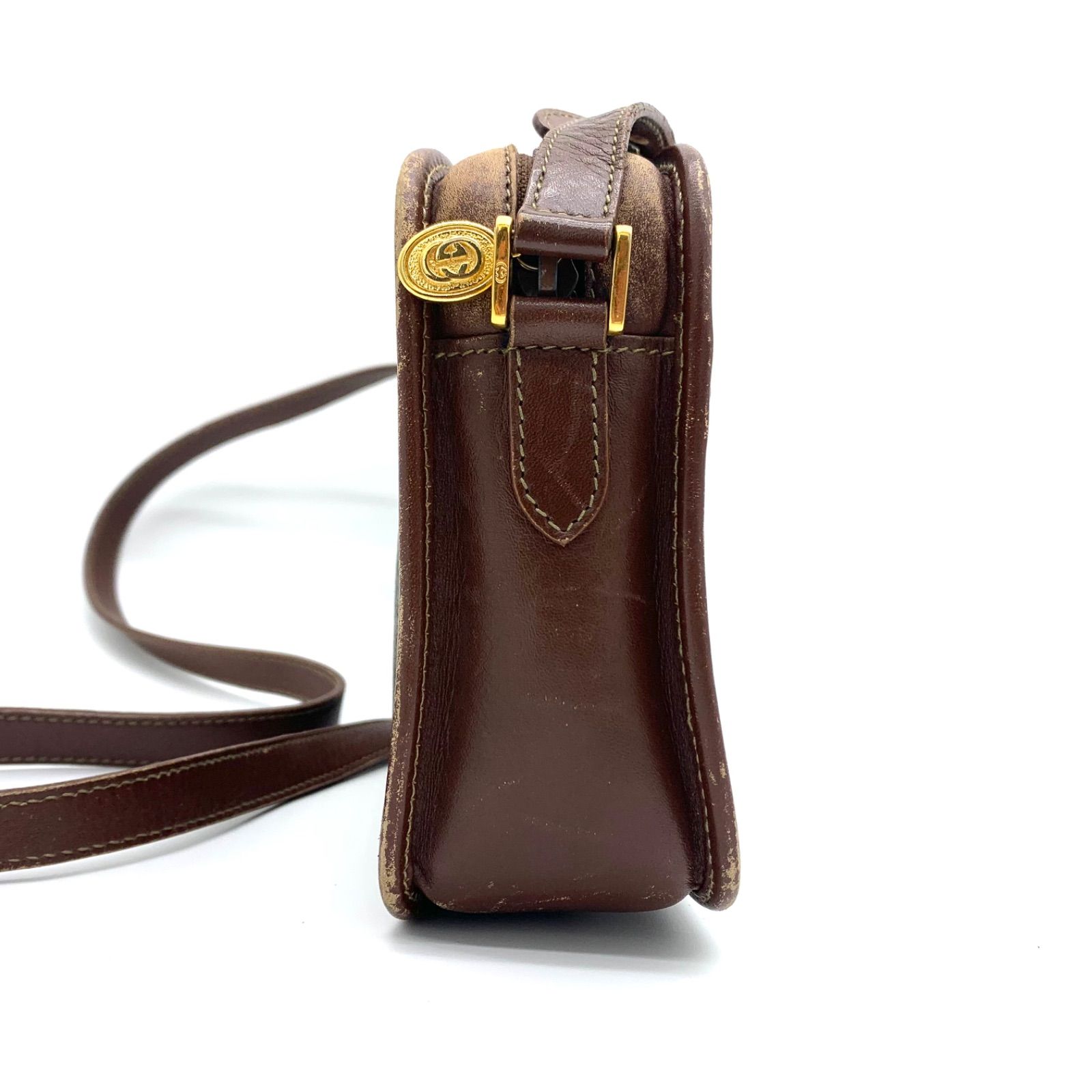 希少 GUCCI GGキャンバス ロゴ 総柄 ショルダーバッグ レザー 【公式通販】