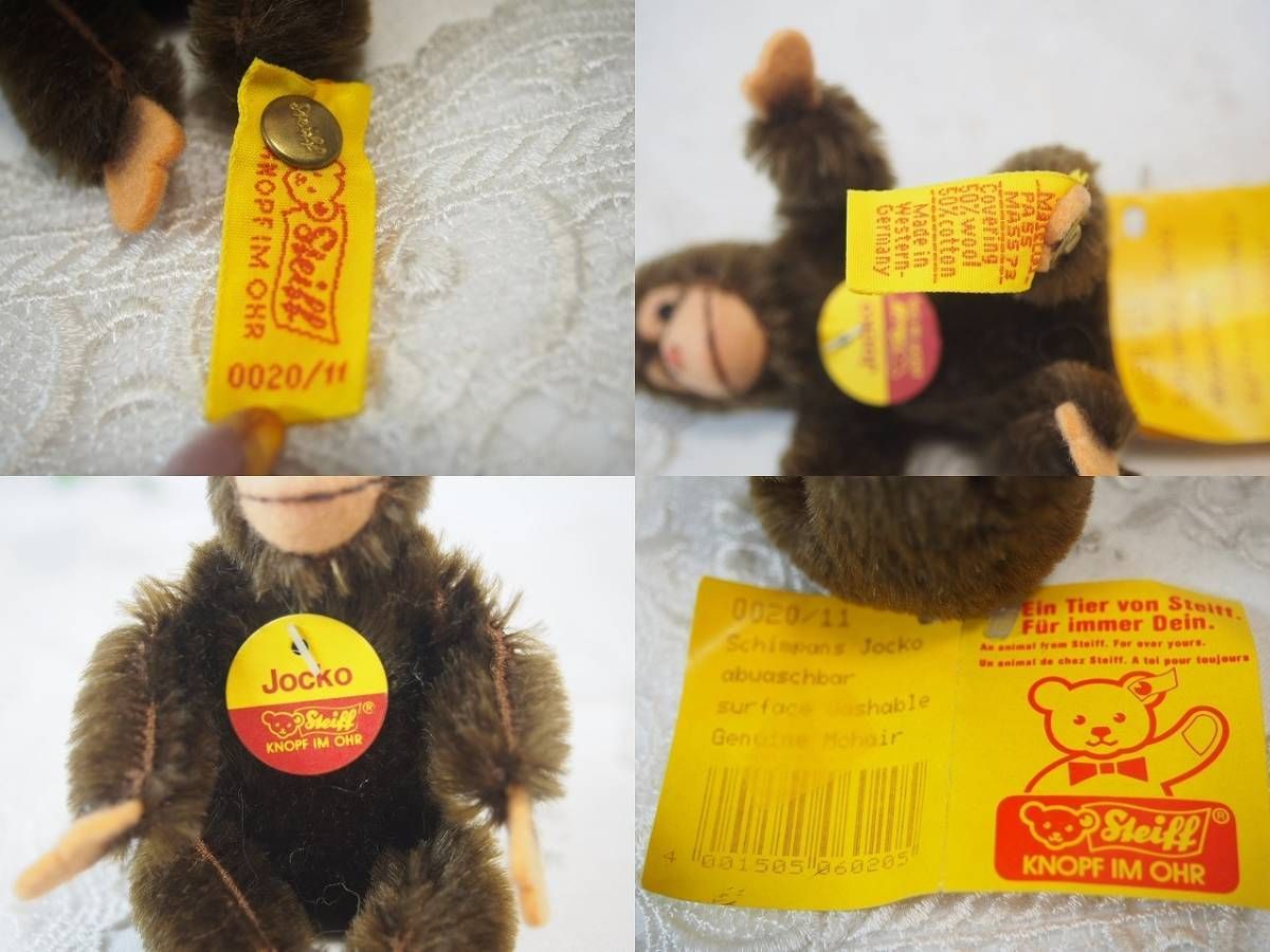 美品　シュタイフ ジョコ ソフト Steiff Jocko Chimpanzee Vtg Steiff Jocko Mohair Jointed Monkey Chimpanzee Stuffed | eBay