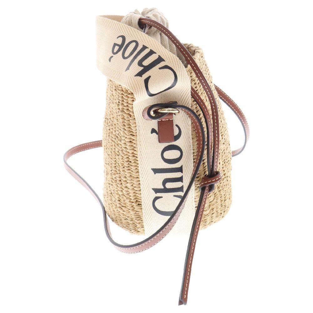 Chloe クロエ 2WAY ウッディ スモール バスケット ショルダーバッグ ハンドバッグ ベージュ×ホワイト レディース