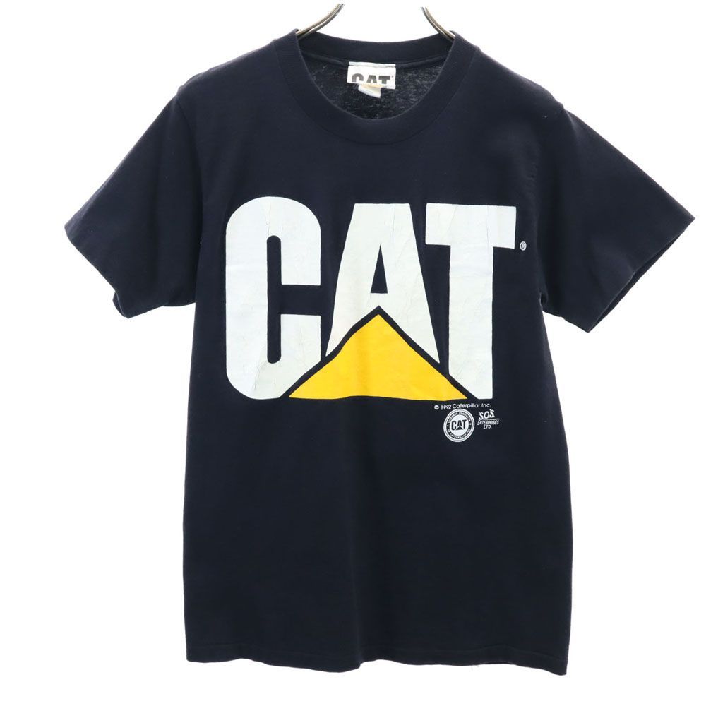 キャタピラー 90s USA製 オールド CAT 半袖 Tシャツ S ブラック Caterpillar メンズ 古着 【240513】 メール便可