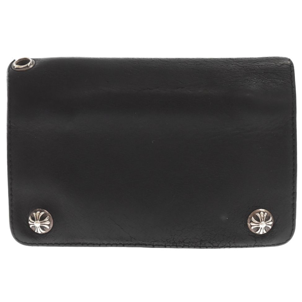 CHROME HEARTS 2Zip クロスボタン　レザー　二つ折り財布 CHROME HEARTS 2Zip クロスボタン レザー 二つ折り財布 クロムハーツ 2