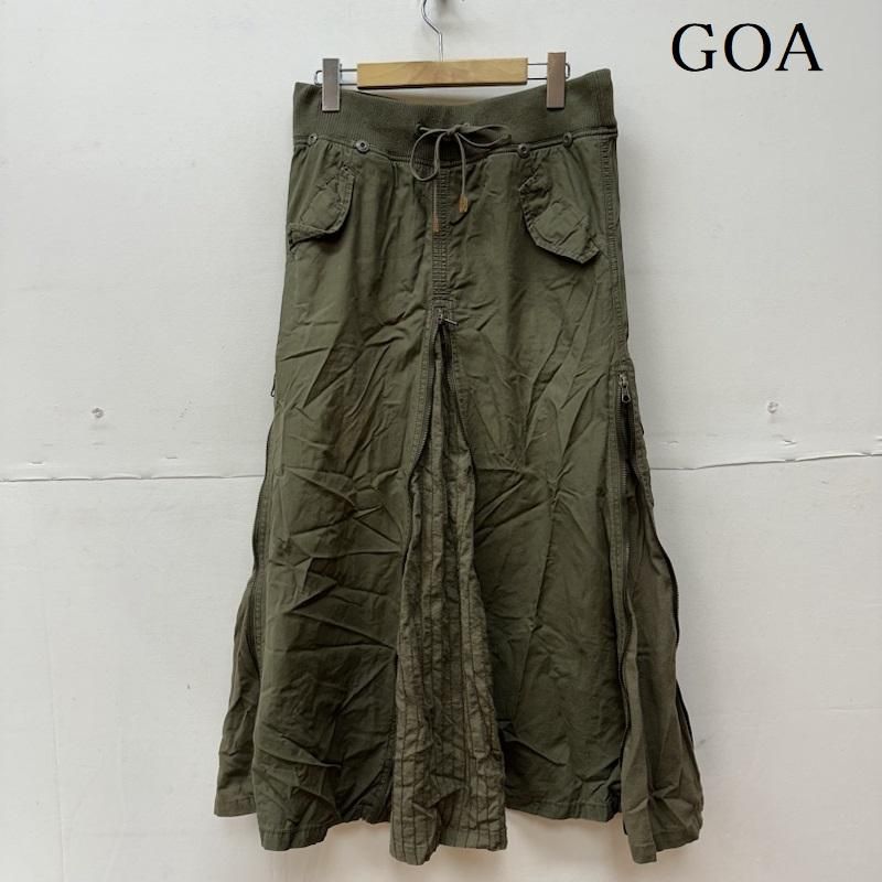 goa ゴア ミリタリースカート ロングスカート　カーキ　リネン混 goa ゴア ミリタリースカート ロングスカート カーキ リネン混