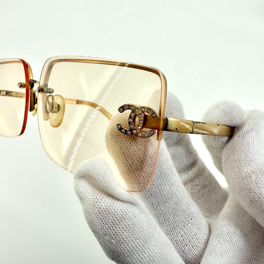 CHANEL サングラス 4092-B リムレス ココマーク ラインストーン