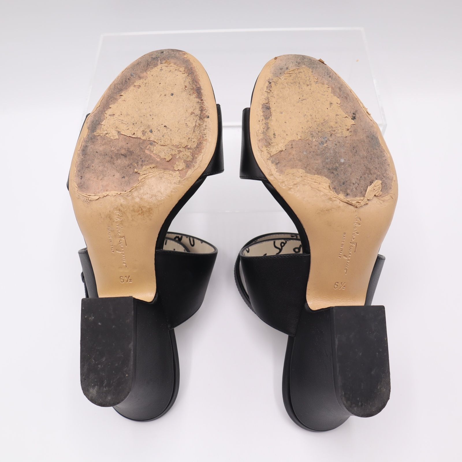 Salvatore Ferragamo フェラガモ サンダル 6 1|2 23.5cm ブラック 靴 21k352-2 KIN-KAAI_COM