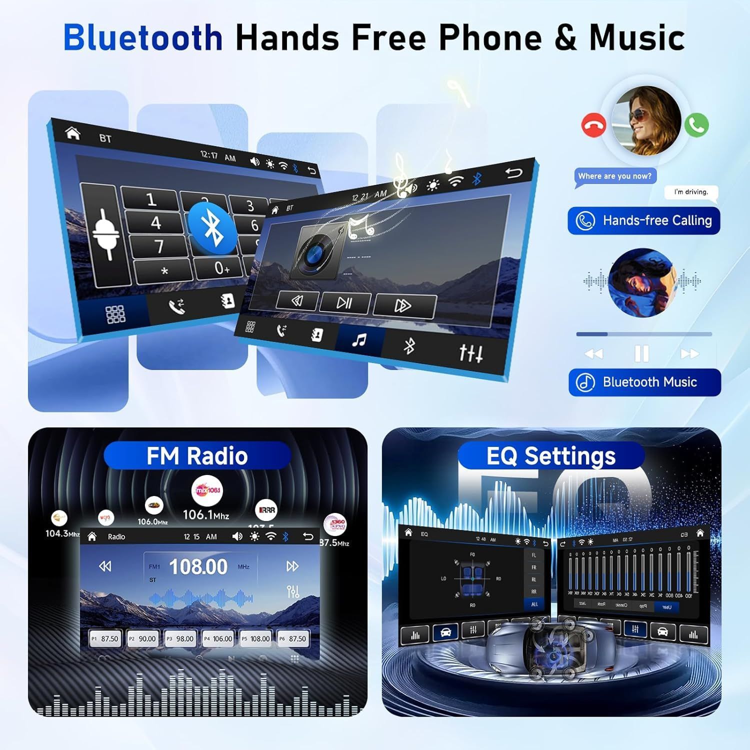 Bluetooth ダブルディンMP5カーラジオ