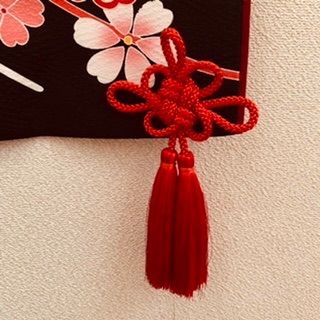 👘新品❣️未使用・正絹・振袖・生地使用 タペストリー 掛け軸 大 