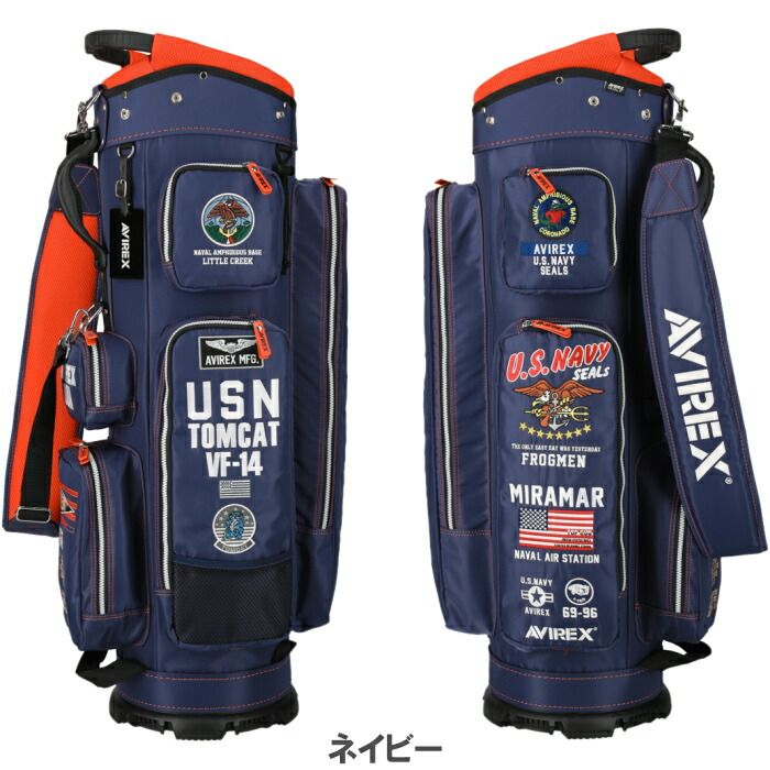 新品 AVIREX アヴィレックスゴルフ キャディバッグ ネイビー AVIREX GOLF アビレックス ゴルフ AVG5S-AC26 カート キャディバッグ 9