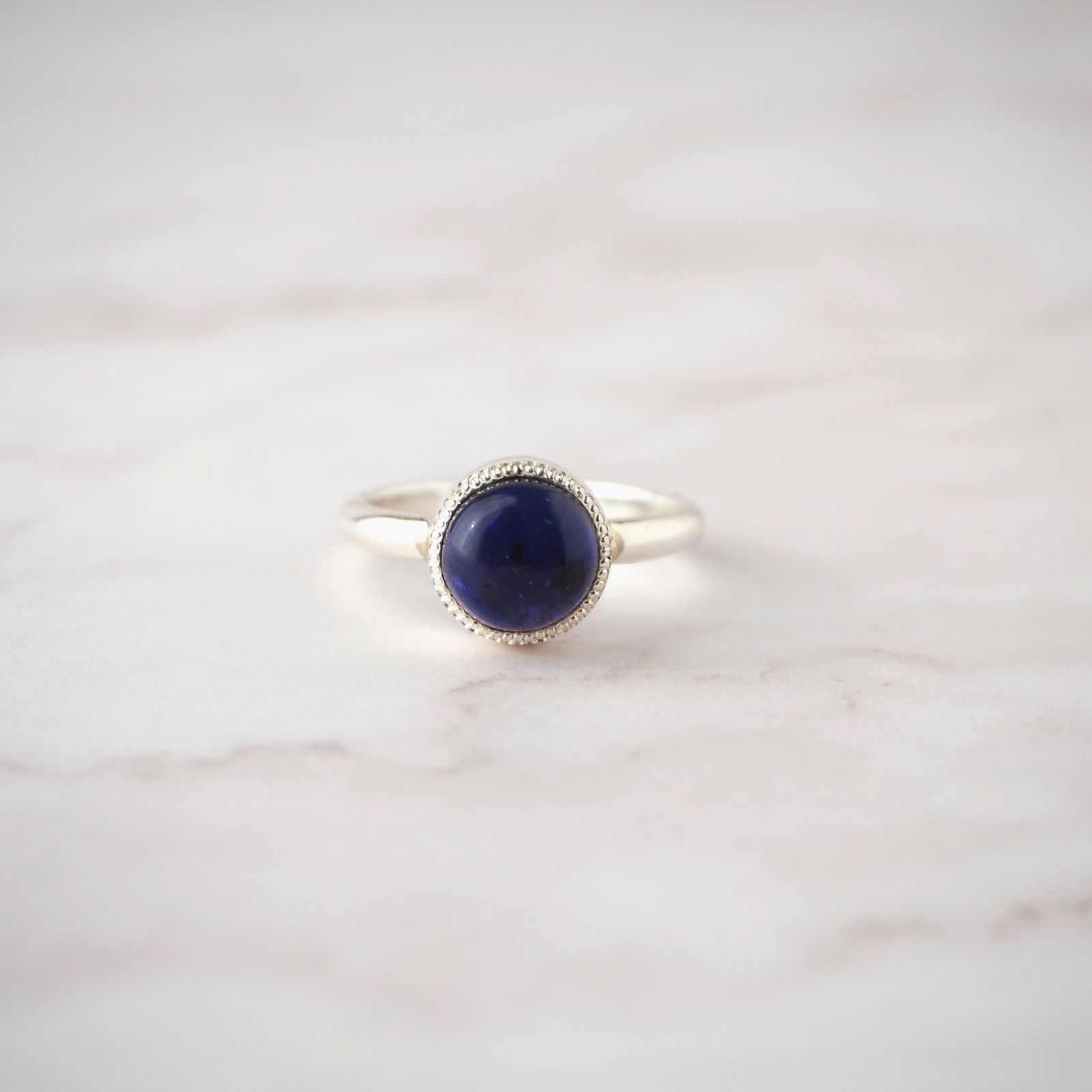 Iolite ring -アイオライト 彫金 天然石リング アクセサリー シンプル