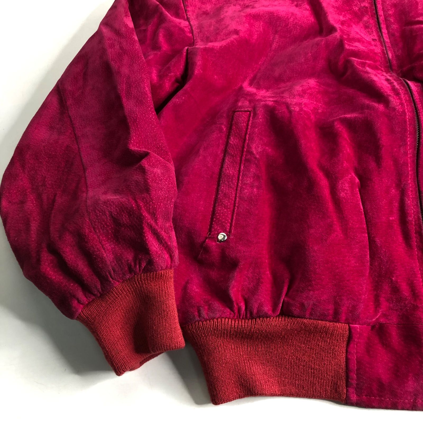 A0413-1-A GIORGIO ARMANI ジョルジオ アルマーニ メンズ 豚革レザージャンパー Lサイズ レッド ライナー ペイズリー ...