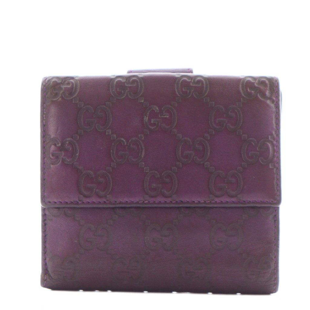GUCCIグッチ　ピンク？紫？の折り財布　1点 SS24 グッチ ラベンダーのレザー三つ折り財布 (GUCCI/折りたたみ
