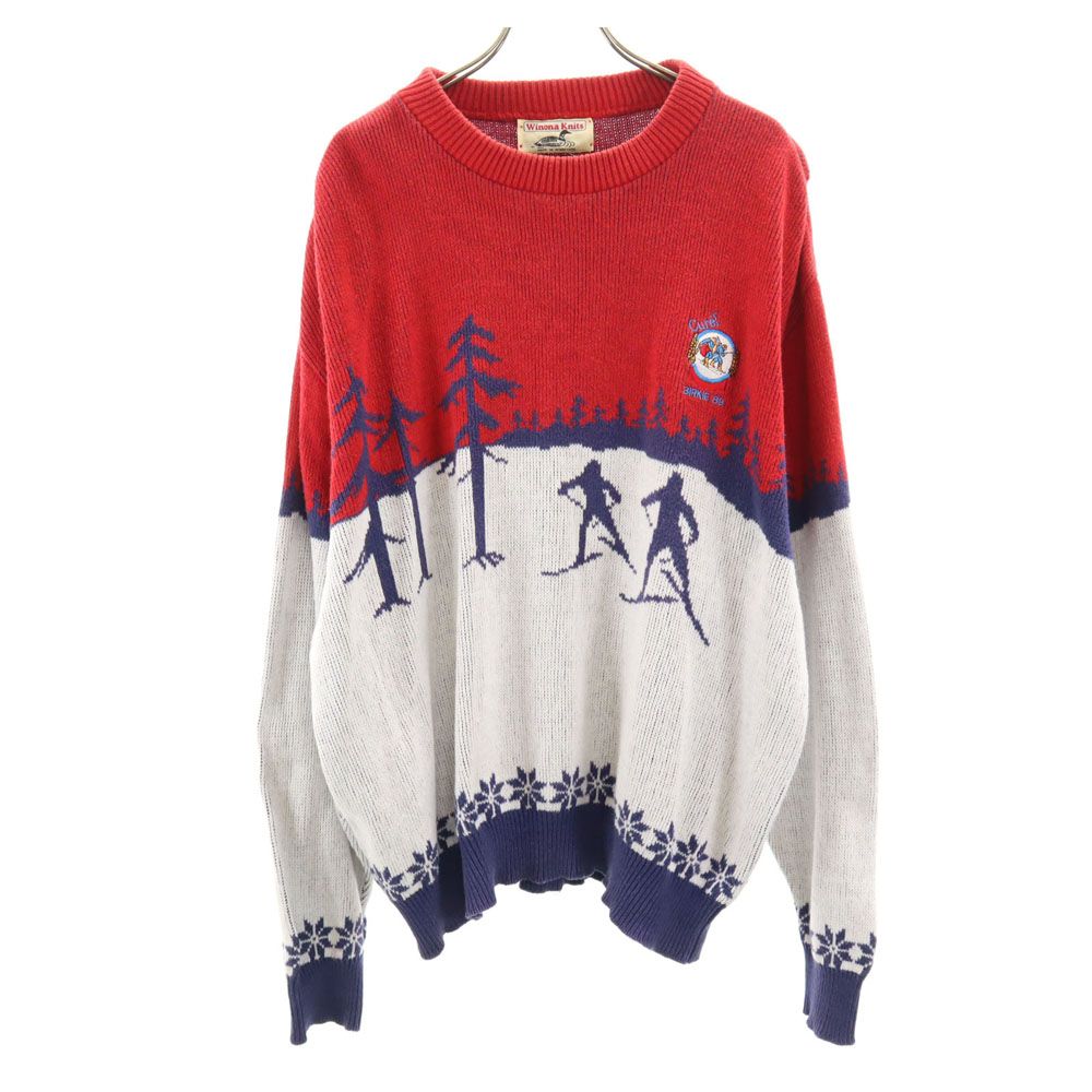 Winona Knits 80s 90s オールド スキー柄 長袖 セーター レッド 他 Winona Knits ニット メンズ