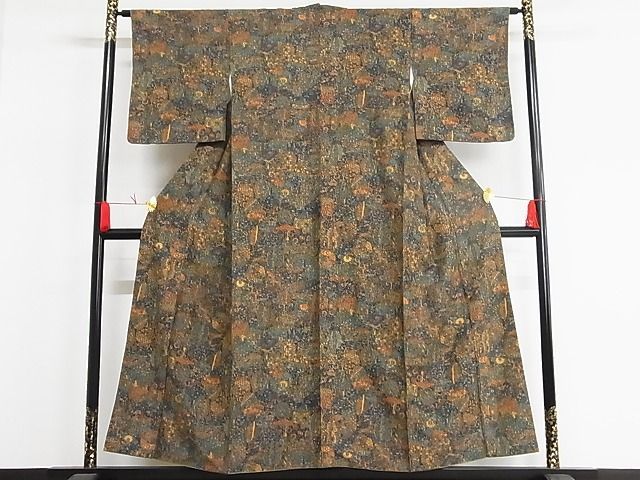 平和屋-こころ店■上質な小紋 陶器文 着丈151cm 裄丈63cm 正絹 逸品 A-ck5088