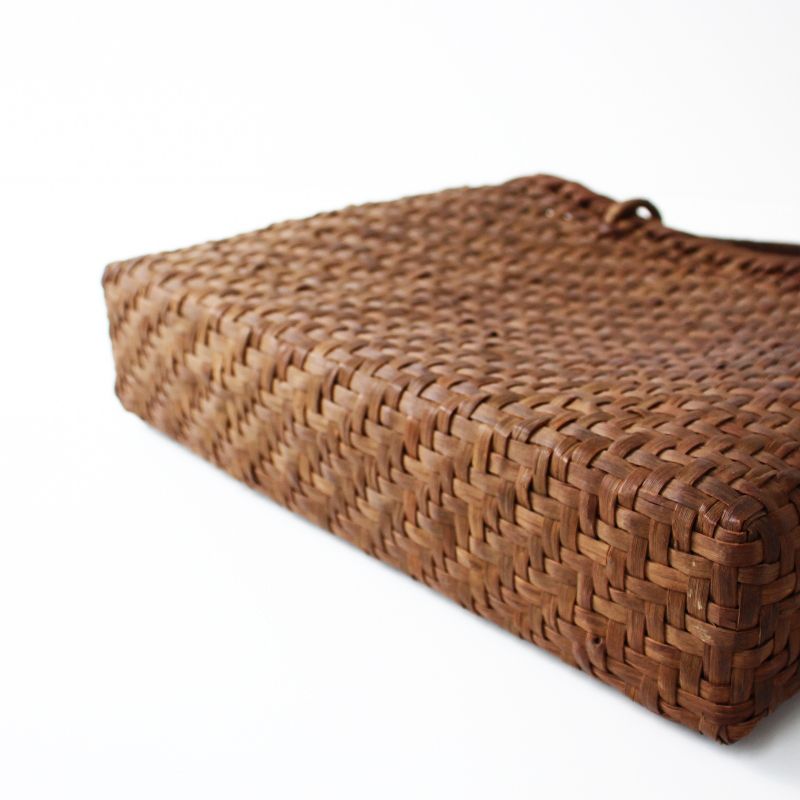 伝統工芸品 山葡萄 山ぶどう 網代編み 横長 かごバッグ /あじろ編み