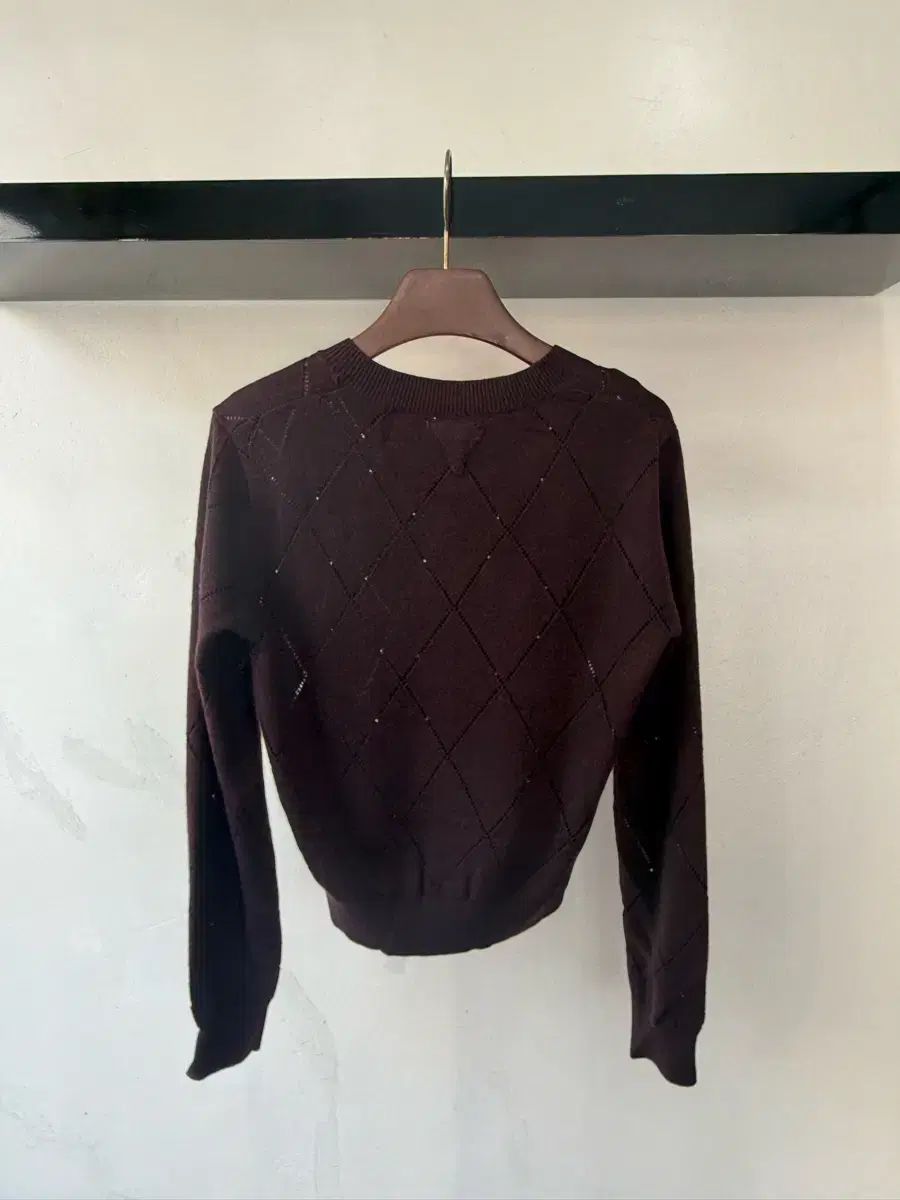 アーガイル ブラウン ニット カーディガン