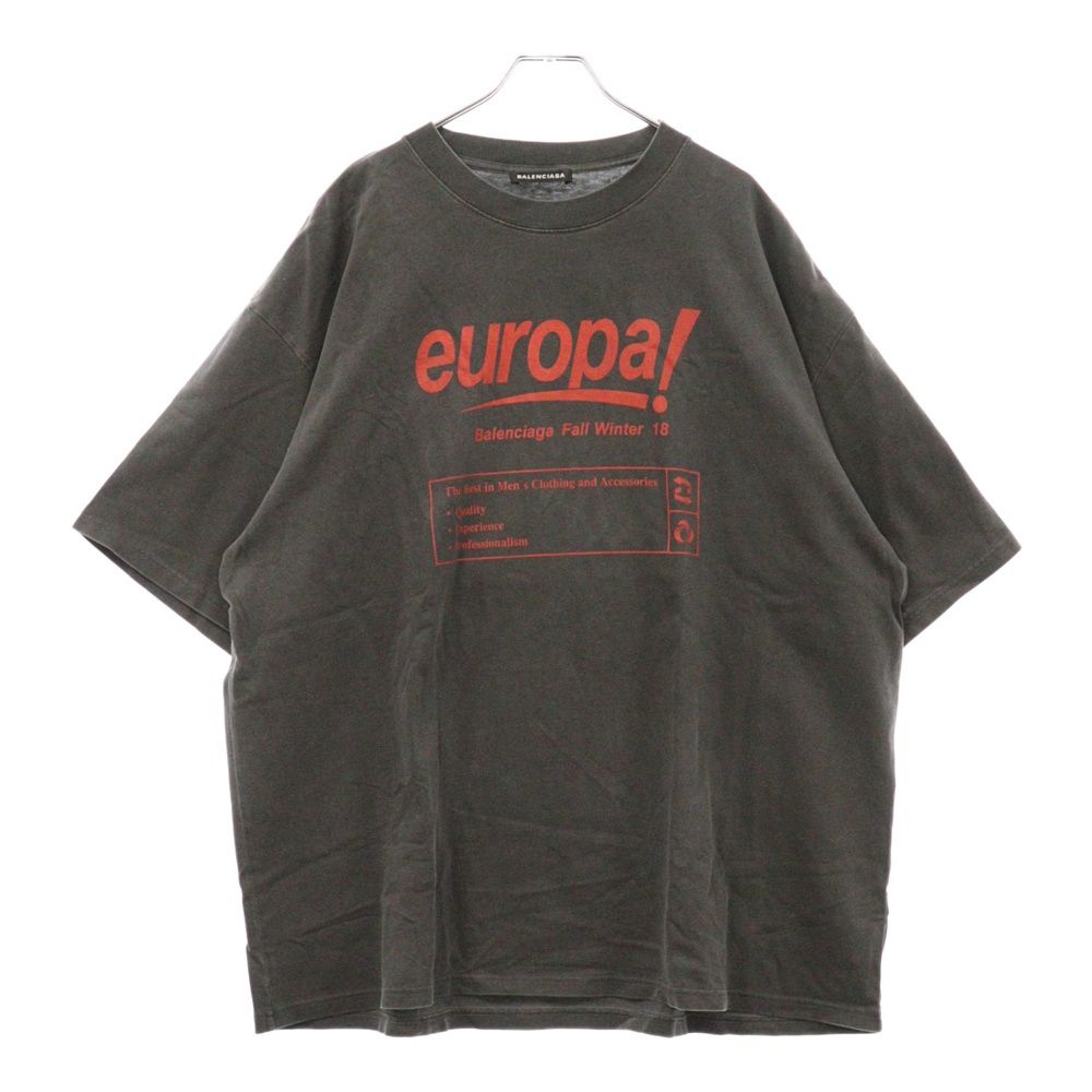 BALENCIAGA (バレンシアガ) EUROPA PRINT OVERSIZE TEE ヨーロッパプリント クルーネック オーバーサイズ 半袖Tシャツ カットソー チャコールグレー 535717 TAV04