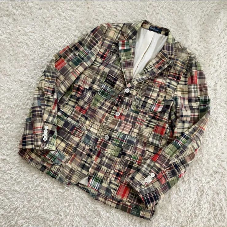 名作！ポロラルフローレン パッチワーク マドラスチェック ジャケット