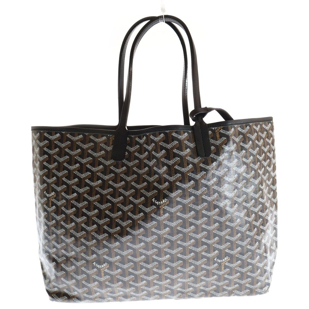 GOYARD ゴヤール サンルイPM PVC コーティングキャンバス ポーチ付 レザー ハンド トートバッグ ブラック ブラウン