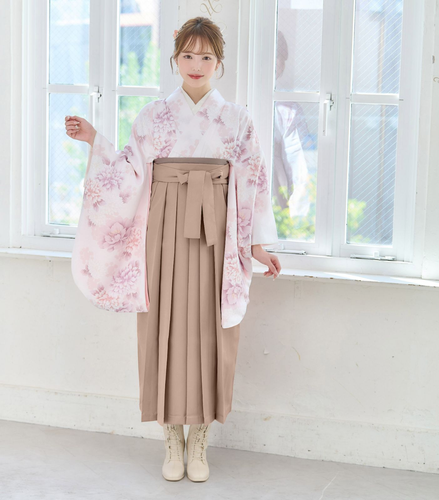 新品☆袴3点セット/卒業式/小学生から大学生春のはんなり花乙女/くすみ 