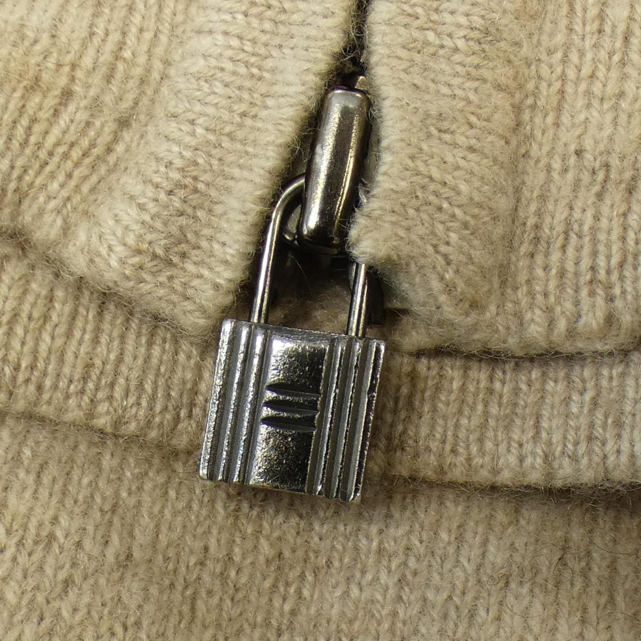 HERMES◆カーディガン(厚手)/34/カシミア/GRN/総柄/17-7711 HERMES エルメス カーディガン ロング セリエ ボタン アイボリー