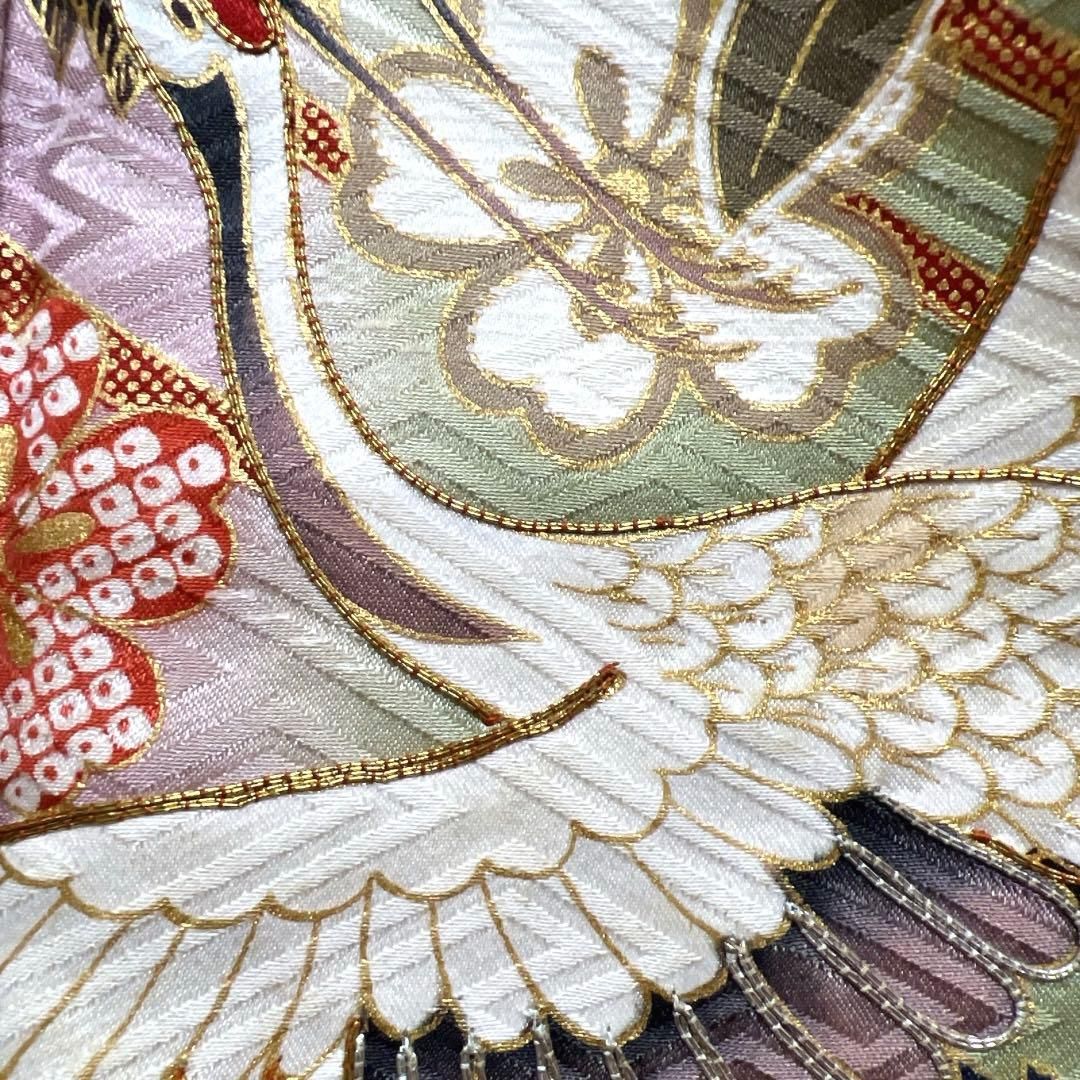 振袖 金駒刺繍 銀駒刺繍 金彩 鶴 蝶 桜 七宝 波 成人式 着物
