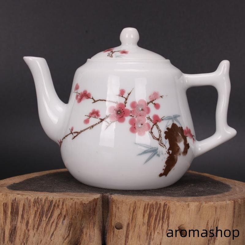 景徳鎮 1975年 粉彩花紋茶壺 粉彩 片面梅花急須 煎茶道具 中国