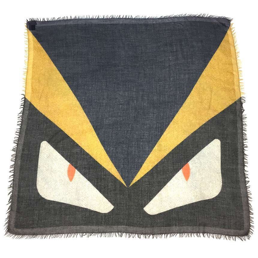 FENDI フェンディ ストール ショール バグズモンスター カシミヤ シルク aq11647