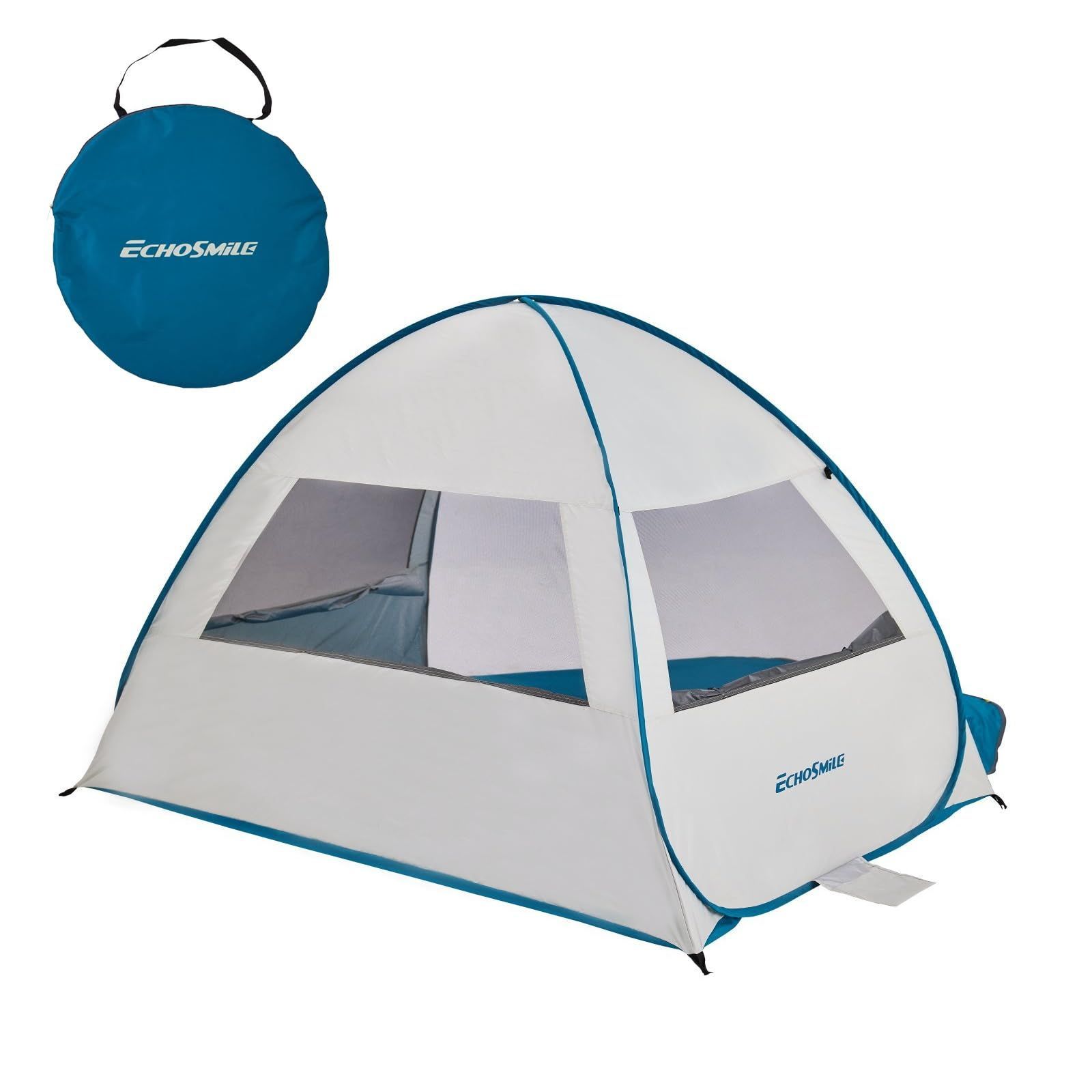 フルクローズ 防水 テント 耐水圧2500mm 2|4人用 ビーチ UVカット 1秒設営 簡単組立 ポップアップ アウトドア サンシェード ワンタッチ キャンプ ビーチテント ファミリー EchoSmile
