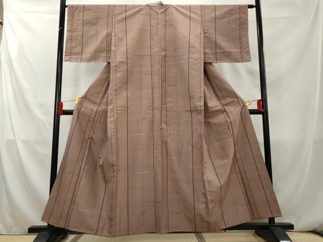 平和屋着物▽上質な紬 単衣 矢羽間道 正絹 逸品DAAP7384du