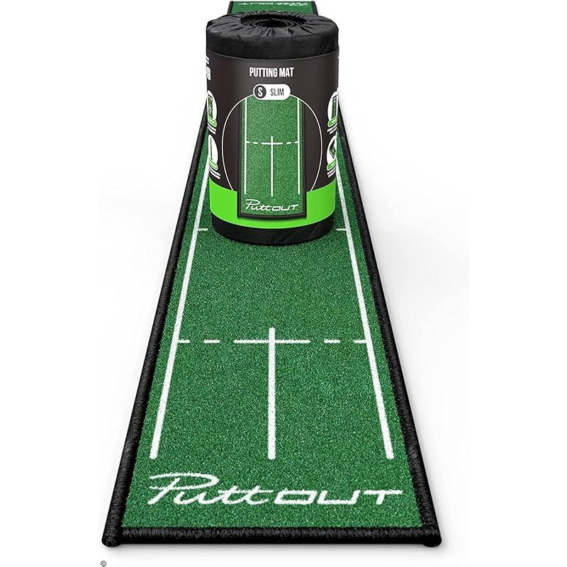 PuttOut スリムゴルフパッティングマット - グリーン - 94.45インチ x 9.8インチ グリーン 1